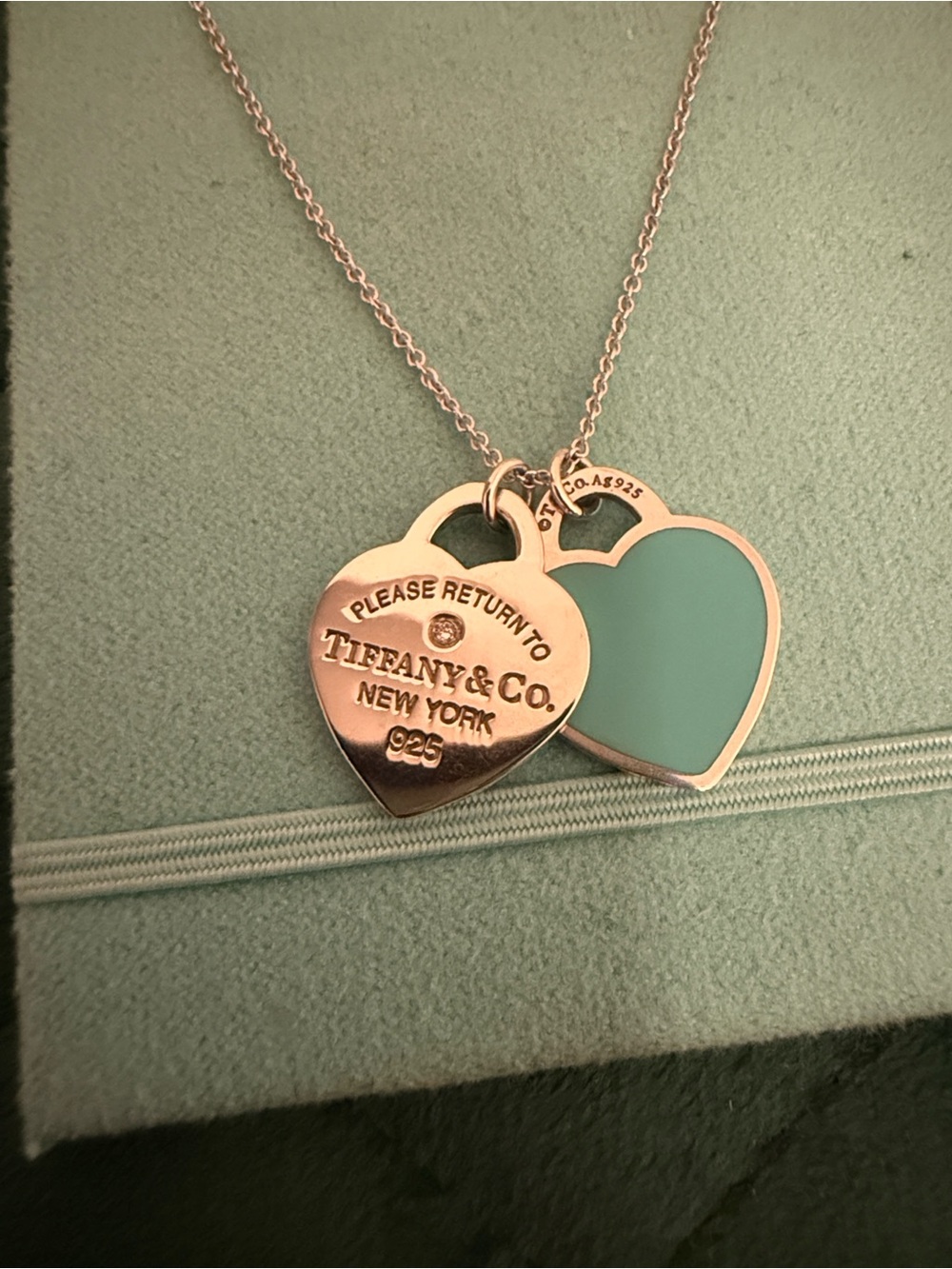 Tiffany & Co. Return to Tiffany Double Heart Tag Small Pendant with Diamond
